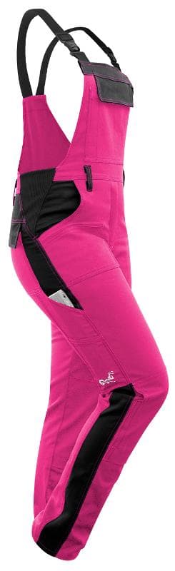Damen Latzhose Stretch Arbeitshose Pink/Schwarz Gr.40