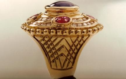 safir tasli bizans tipi altin yuzuk