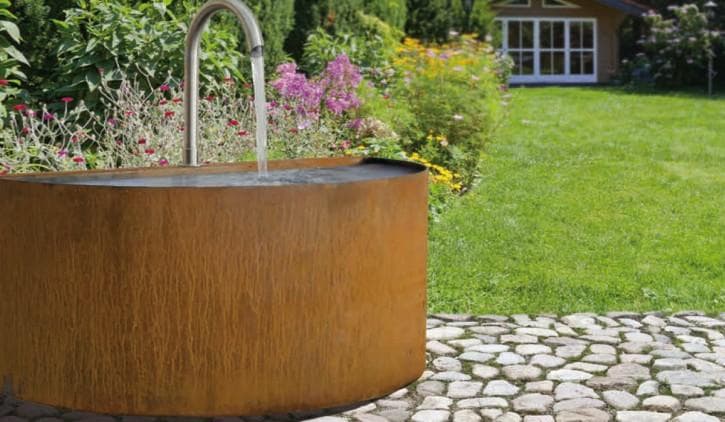 Modular corten steel fountain system half round