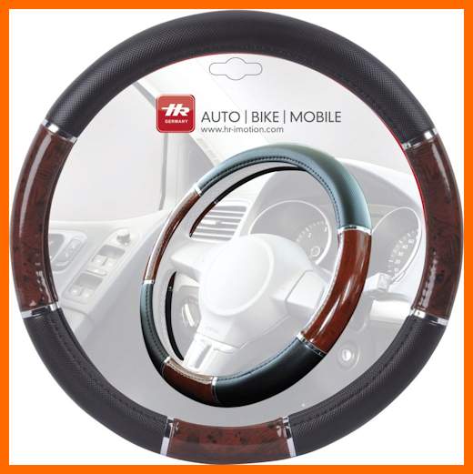 HR steering wheel cover with burl wood and chrome