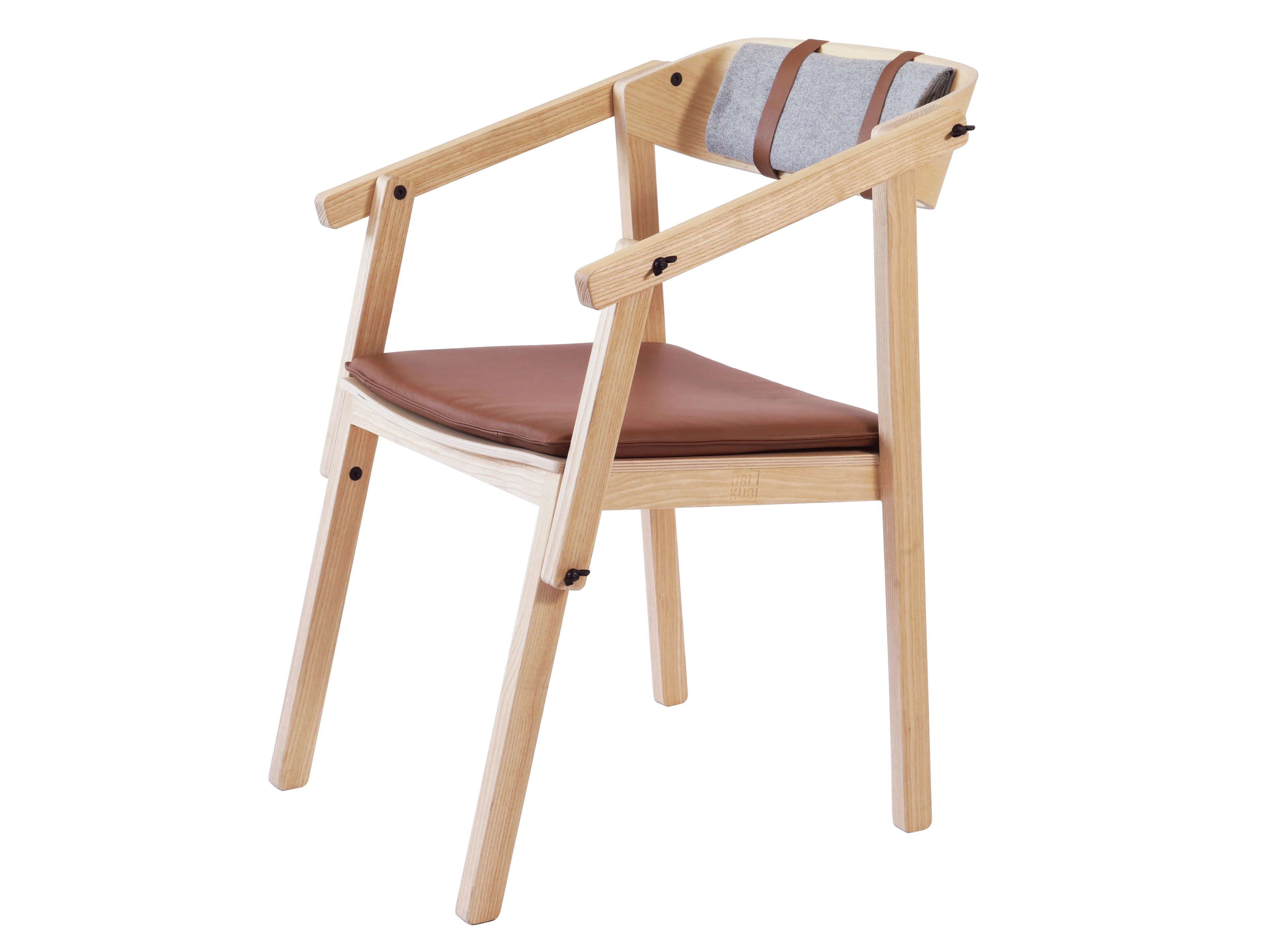 ATELIER Stackable leather chair with integrated cushion