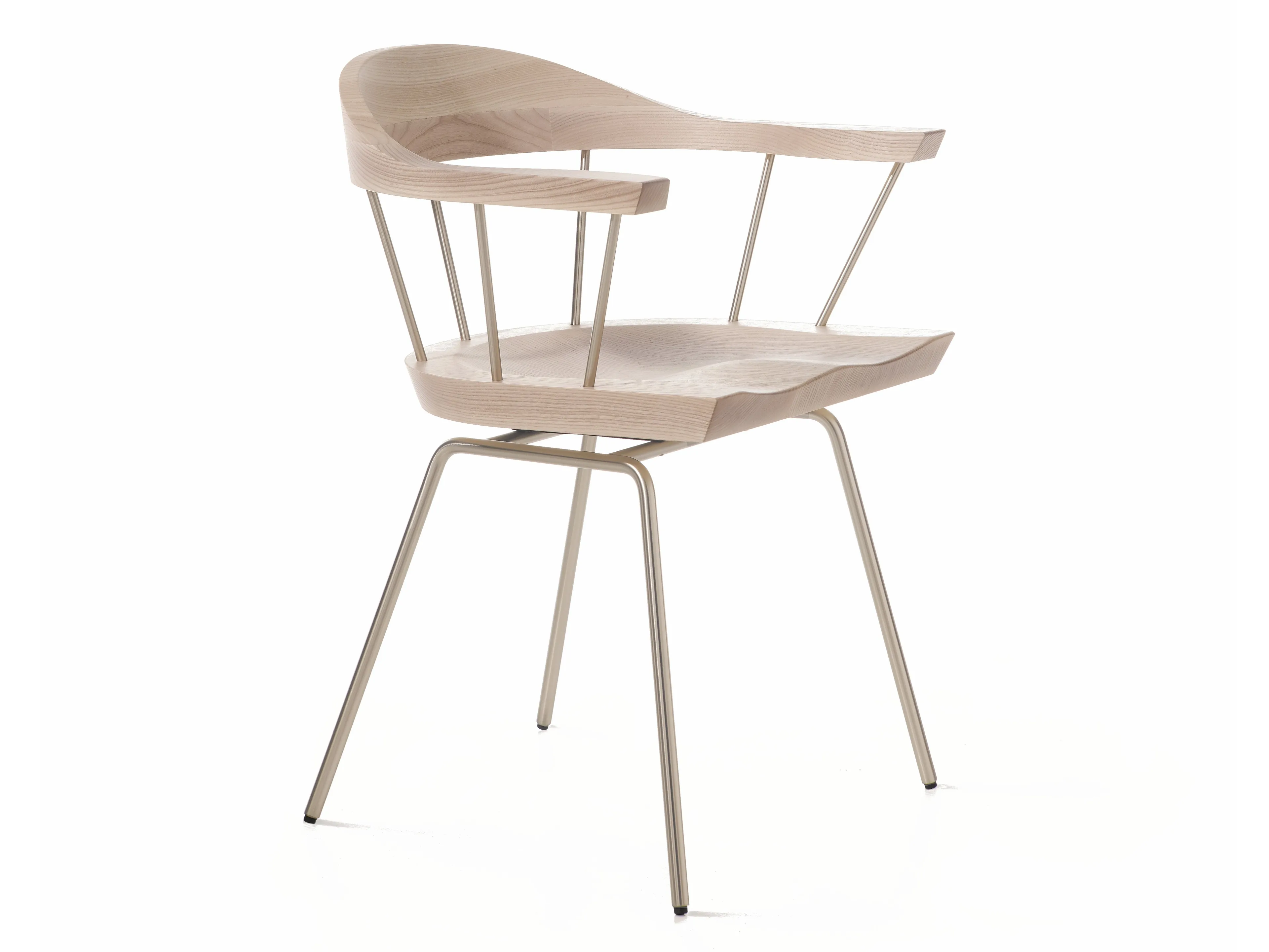 SPINDLE Steel and wood chair with armrests