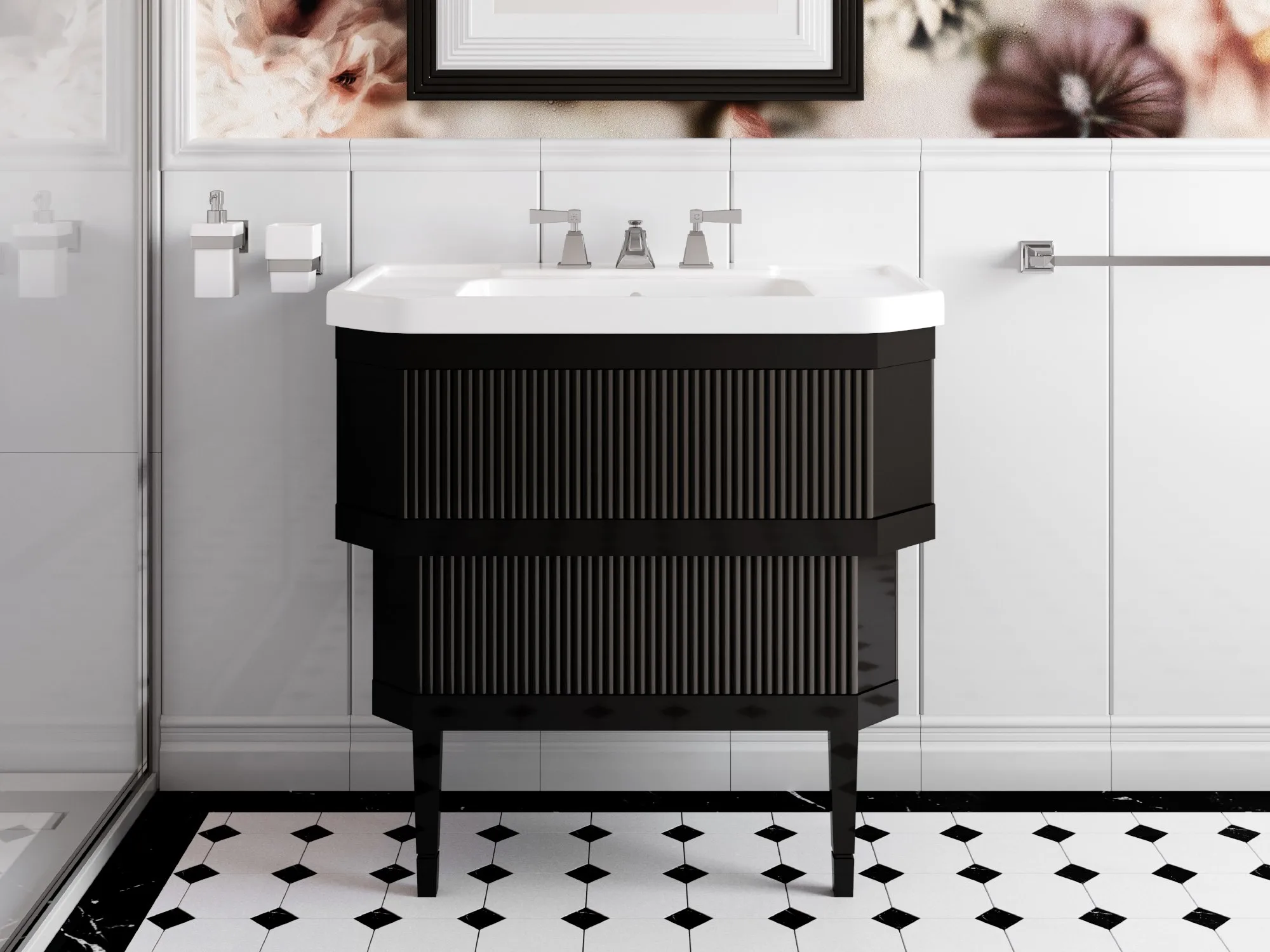 METROPOLITAN CERAMIC Floor-standing single vanity unit