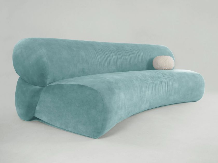 PIPA - 3 seater curved velvet sofa