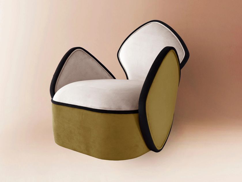 ORCA - Velvet armchair with armrests