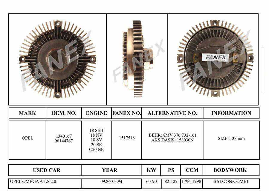 OPEL  Fan Clutch - 1340167 / 90144767