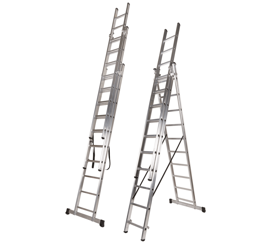 Alüminyum 3 bölmeli dönüştürülebilir merdiven