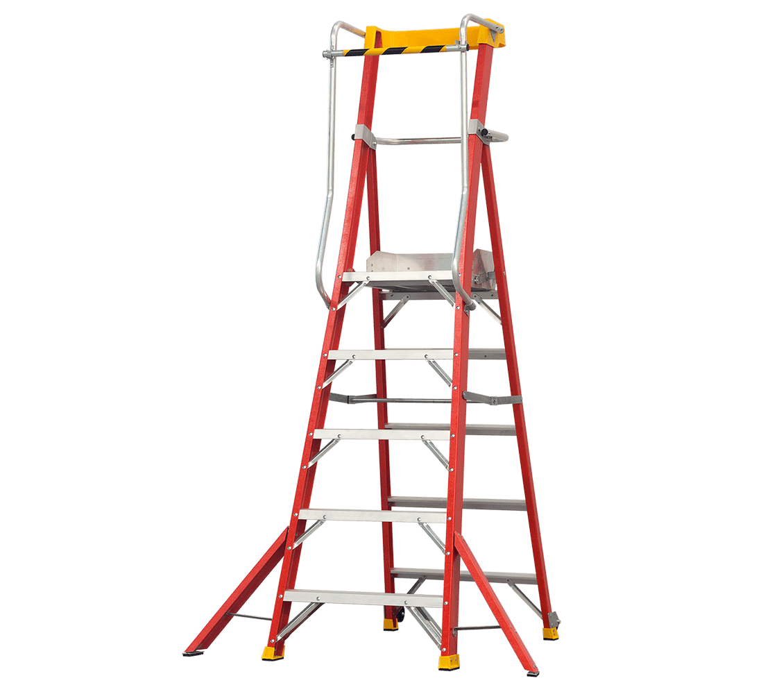 Güvenlik korkuluklu fiberglas mobil çalışma platformu