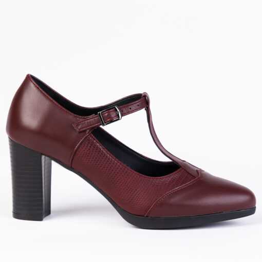 Bordo Deri Topuk ve Ayak Bileği Sırtlı ayakkabı