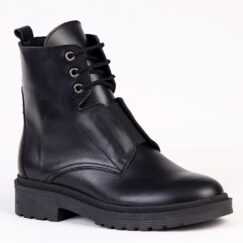 Lastikli Çoraplı Siyah Deri Bot