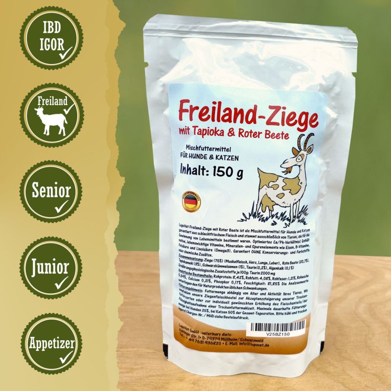 Tapioka ve pancarli taze keci etinden kopek mamasi