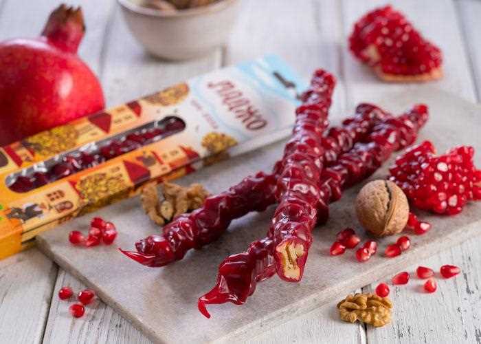 churchkhela with walnuts pomegranate