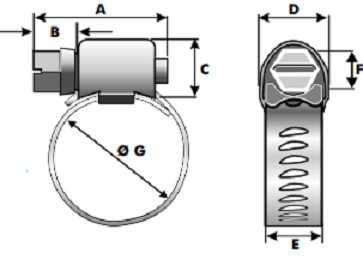 Screw  Worm Drive clamps  Diameters