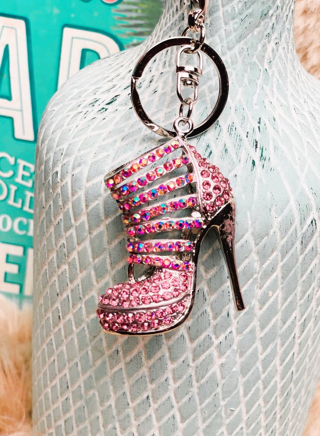 Keychain Heel Glittery Pink