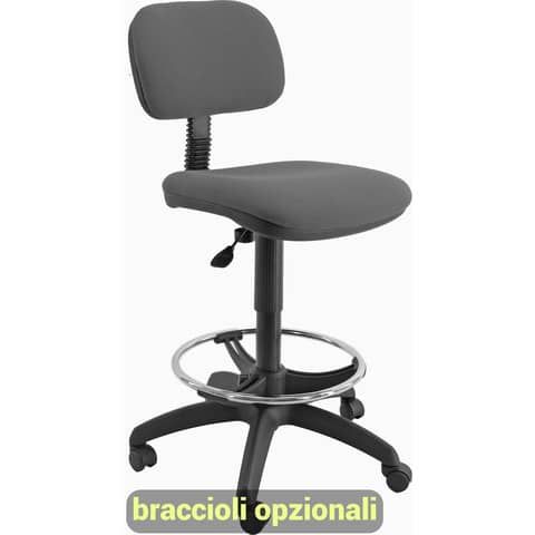Unisit Esos technical stool EOE5S high seat - telescopic footrest - light gray Eco upholstery EOE5S/EI