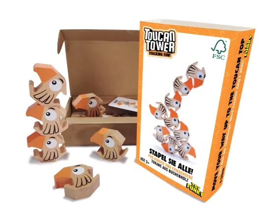 برج توكان مصنوع من خشب الزان - للأطفال من سن 3 سنوات فأكثر