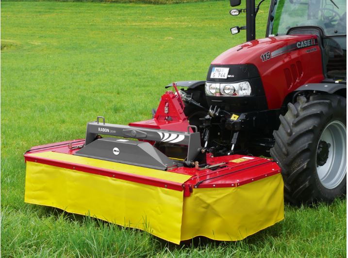 Front mounted swing link mower