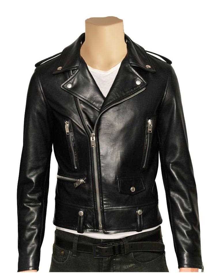 Classic biker style leather jacket