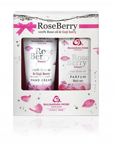 Coffret Cadeau Femme Rose Berry Nature Parfum 9 Ml Créme Pour Les Main 75 Ml