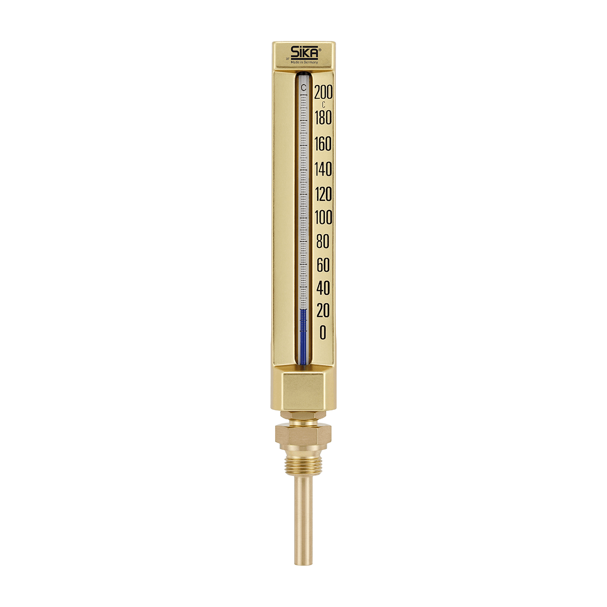 First class machine thermometer with aluminum housing with external disk