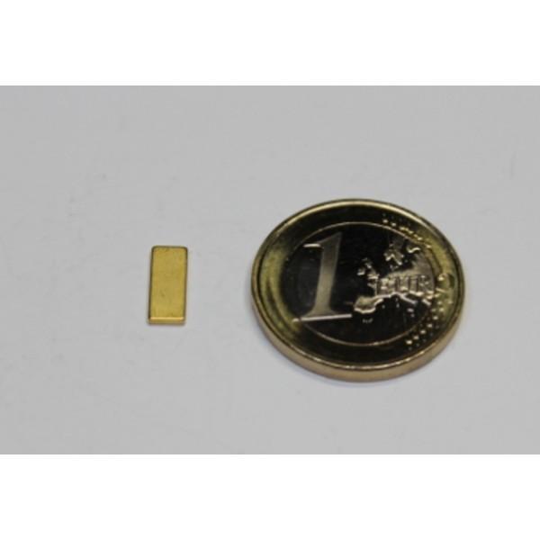 Neodymium magnet block, 10x4x2mm, gold coated 