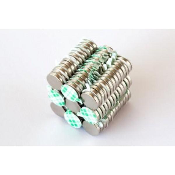 disc magnet- self-adhesive, 10mm x 2mm, nickel coated