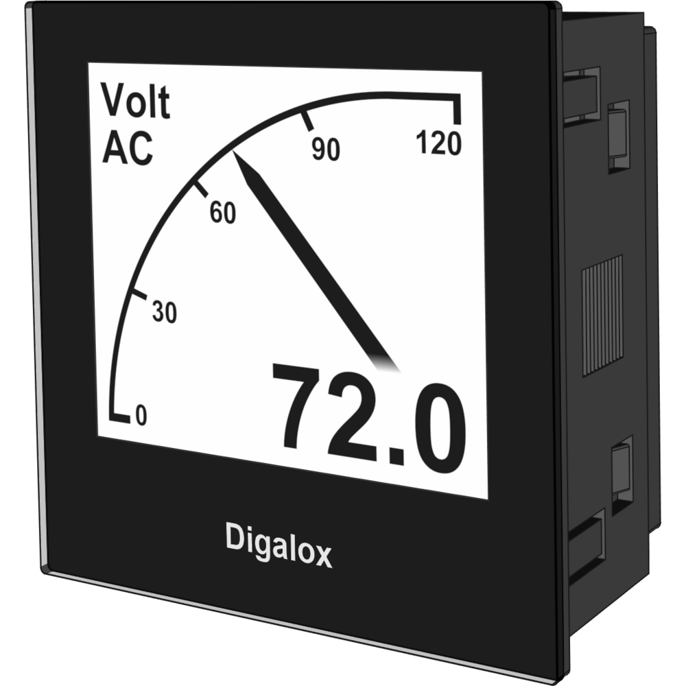 TDE Instruments Digalox DPM72-AV2 Voltímetro y amperímetro DIN gráfico