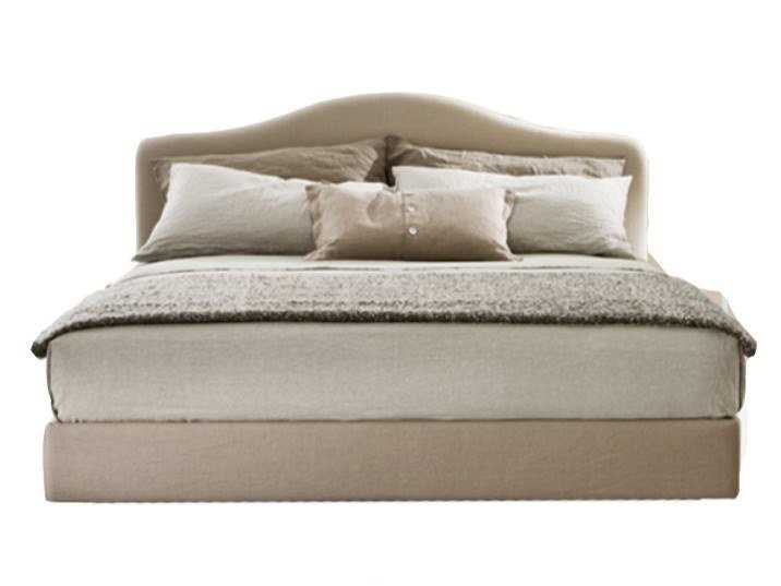 Velvet double bed with upholstered headboard